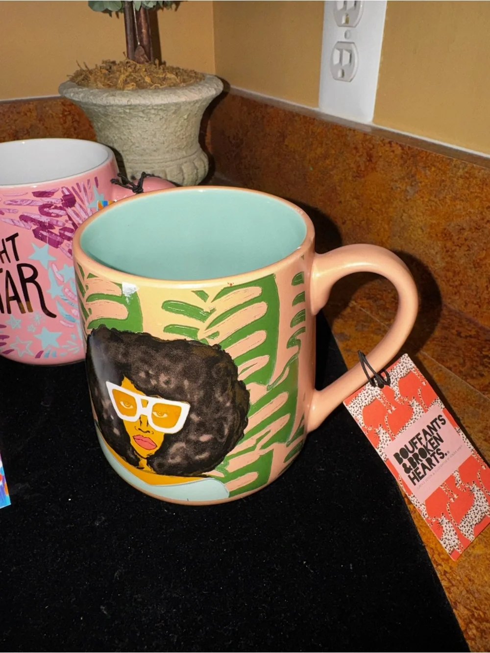 Etta Vee Pink Ceramic Coffee Mug – Pink Afro Art Designer Mug PICK 1